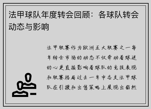 法甲球队年度转会回顾：各球队转会动态与影响